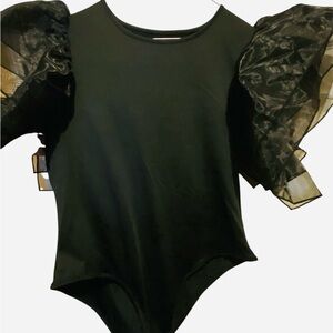 Elegant Black Puff Sleeve Top